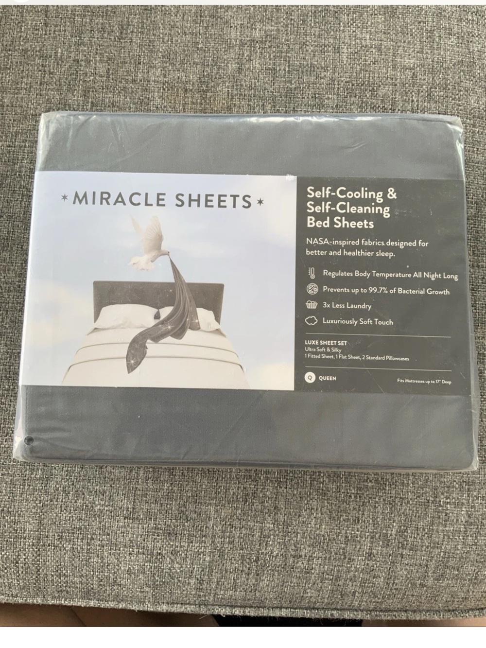 Miracle Made Sheets - Self-Cooling & Self-Cleaning Queen Sheet Set – Charcoal